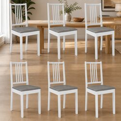 Practical 6-Piece White Dining Chair Set with Cushions