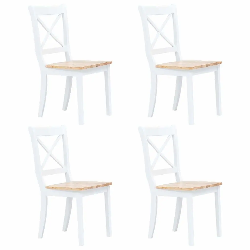 Dining Set White Kitchen Table 4 Chairs Solid Rubber Wood 5 Piece