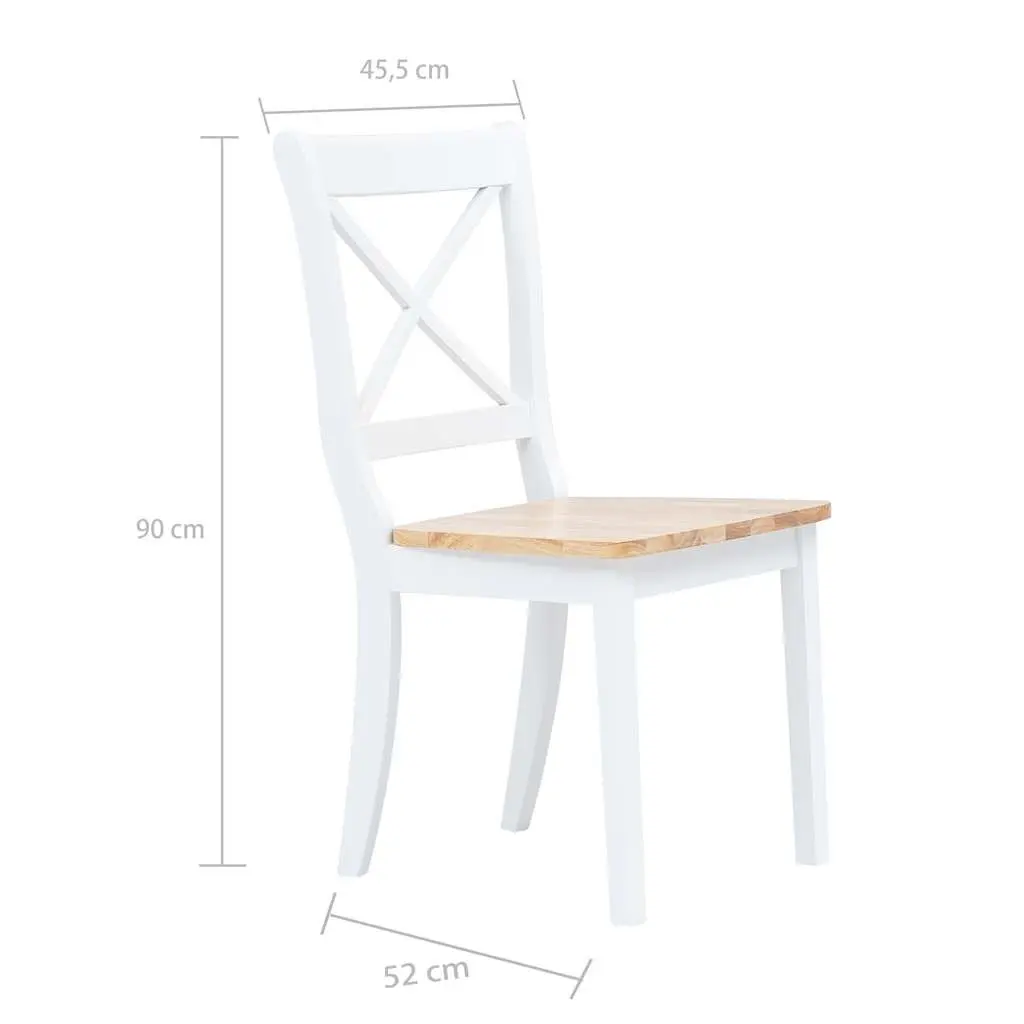 Dining Set White Kitchen Table 4 Chairs Solid Rubber Wood 5 Piece