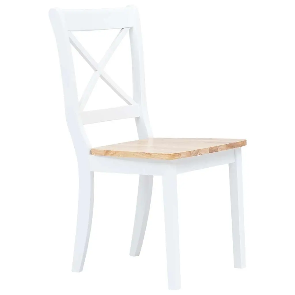 Dining Set White Kitchen Table 4 Chairs Solid Rubber Wood 5 Piece