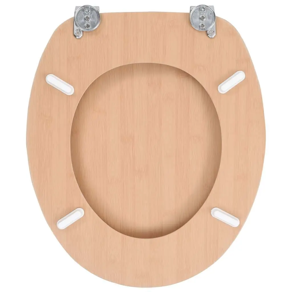 Toilet Seats with Lids 2 Pack Brown Bamboo Design MDF Durable Bathroom Fixtures