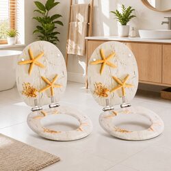 Toilet Seats 2 pcs Soft Close Lids Multicolour Starfish Design Bathroom Fixtures