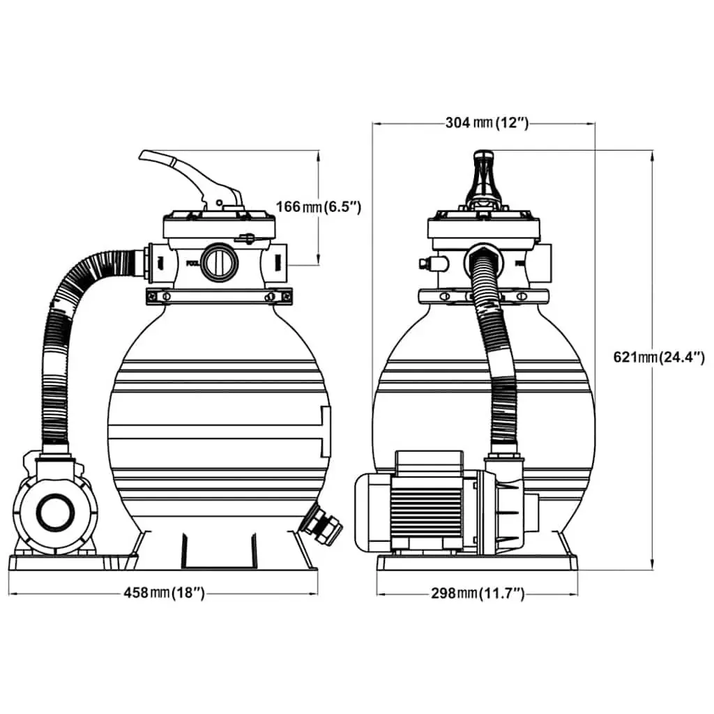 Sand Filter Pump 400W 11000 L/h Pool Spa Filtration System Above Ground 2 Piece