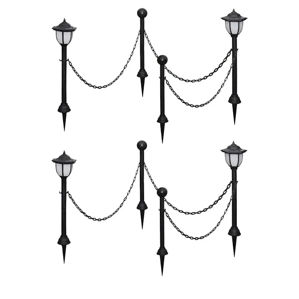 Solar Outdoor Lights Garden Fence Patio Yard 4 Piece Black