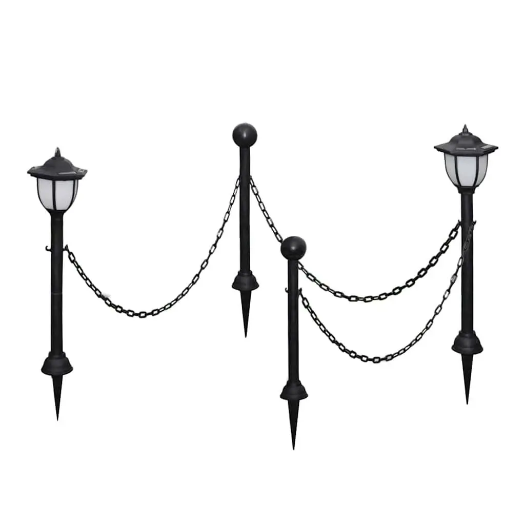 Solar Outdoor Lights Garden Fence Patio Yard 4 Piece Black