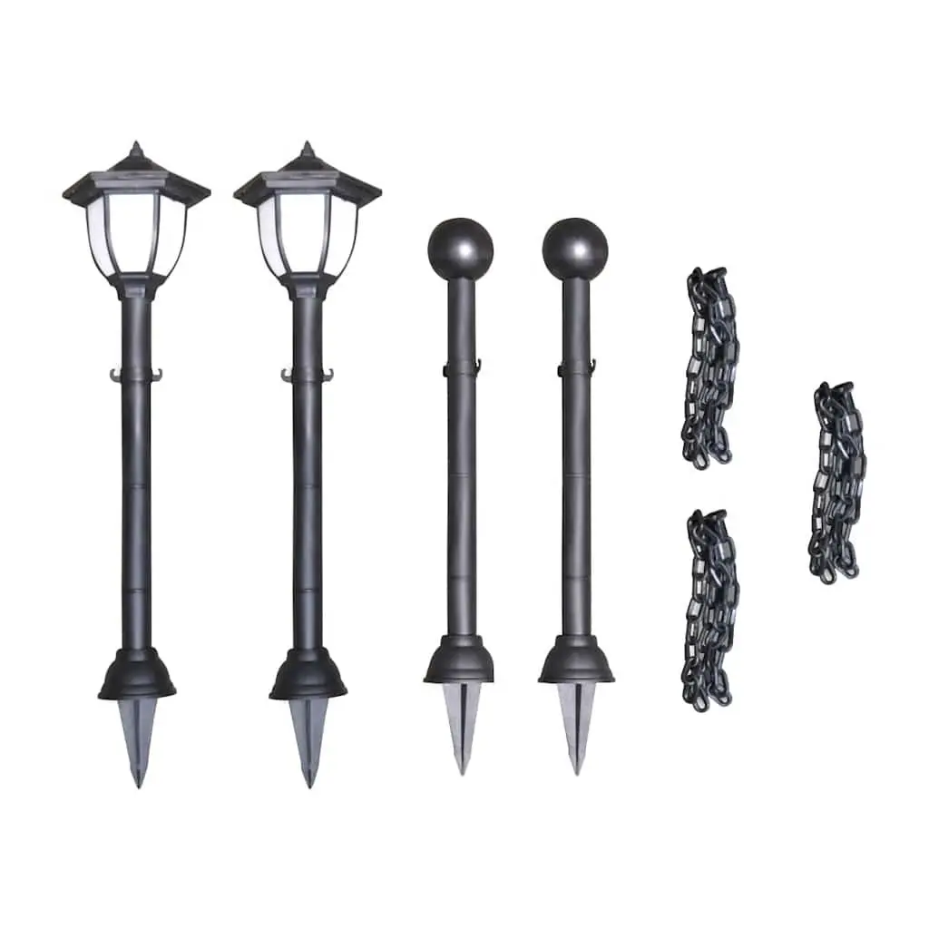 Solar Outdoor Lights Garden Fence Patio Yard 4 Piece Black