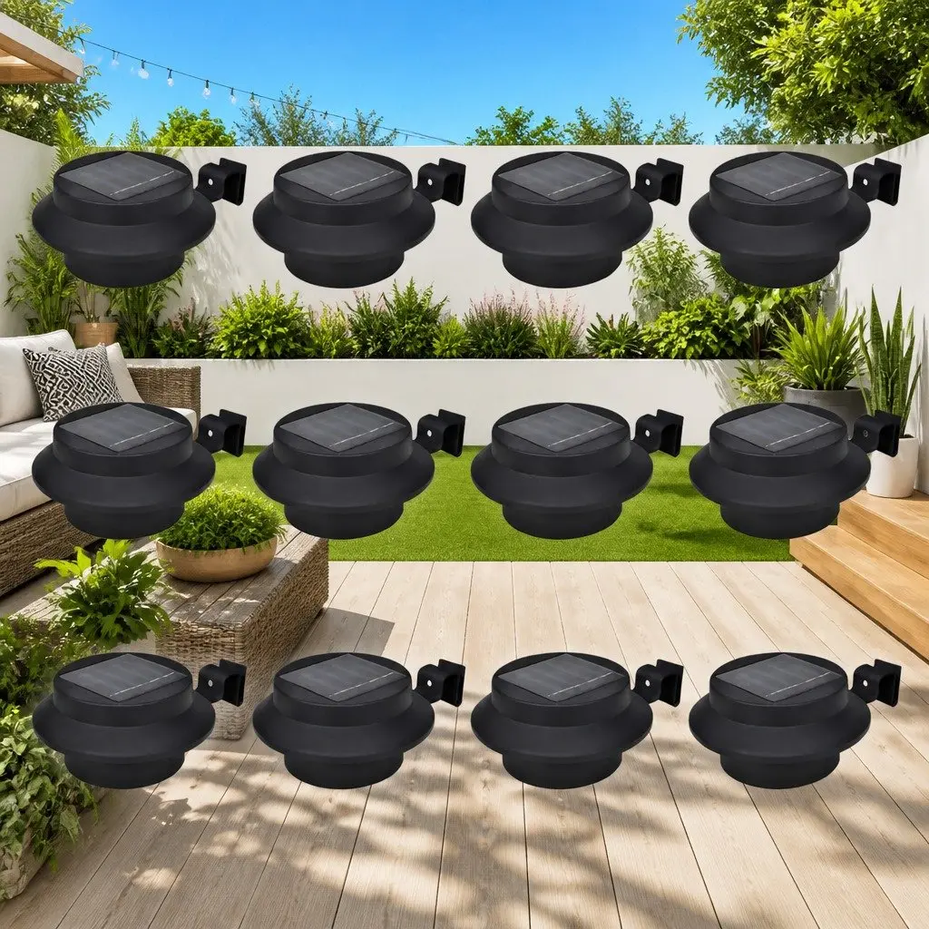 12 pcs Solar Fence Lamps with Automatic Operation