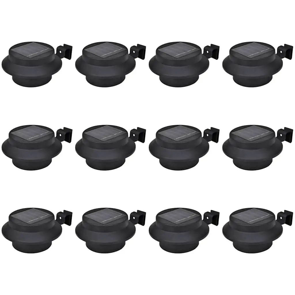 Outdoor Solar Fence Lamps LED Black Garden Wall Lighting 12 Piece