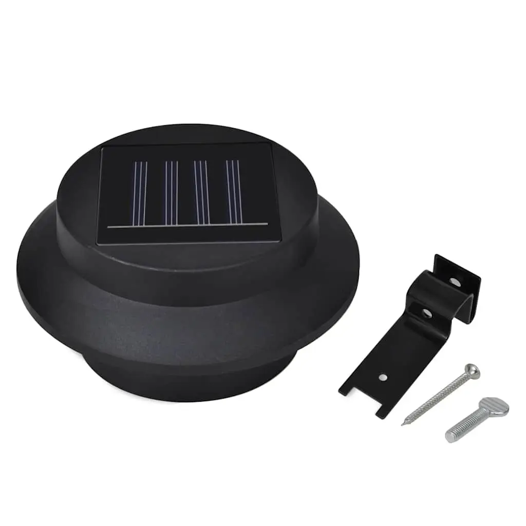 Outdoor Solar Fence Lamps LED Black Garden Wall Lighting 12 Piece