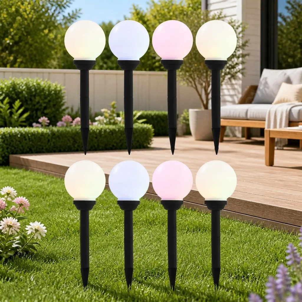 8 Pcs RGB LED Solar Lamps for Outdoor Use
