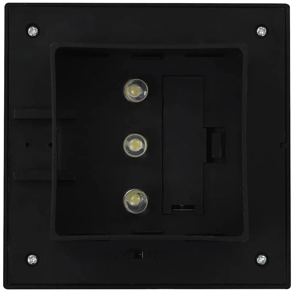 Solar LED Outdoor Lights 12 Pack Square 12cm Black Garden Fence Wall Lamps
