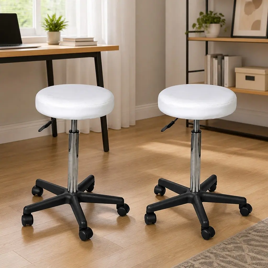 Office Stools Adjustable Height 35.5x84 cm White 2 pcs