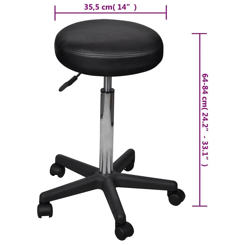 Office Stools Adjustable Height Black 2 Piece Modern Desk Chair