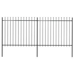 Durable Decorative Garden Fence Panel, 359x150cm Black Steel