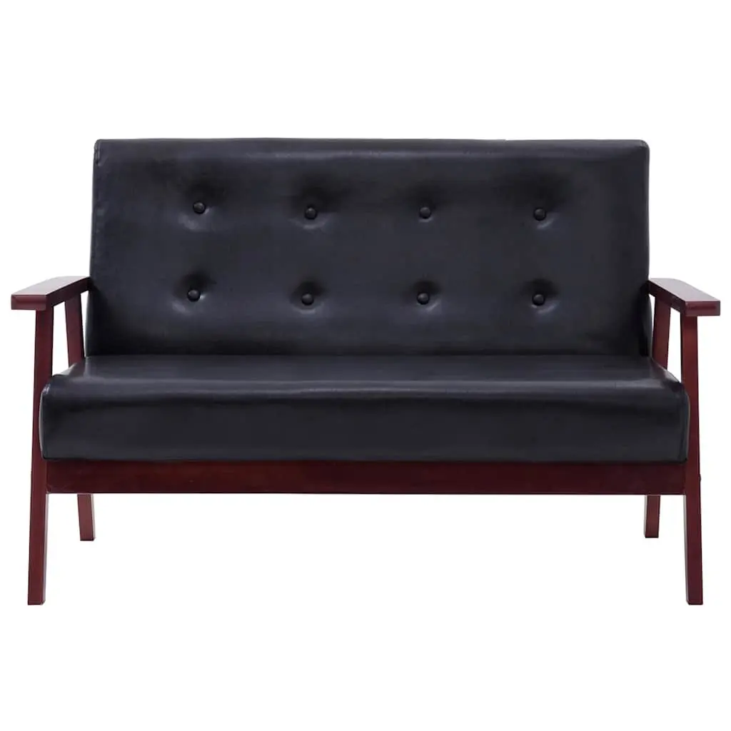 2 Piece Sofa Set Black Armchair 2-Seater Lounge Couch