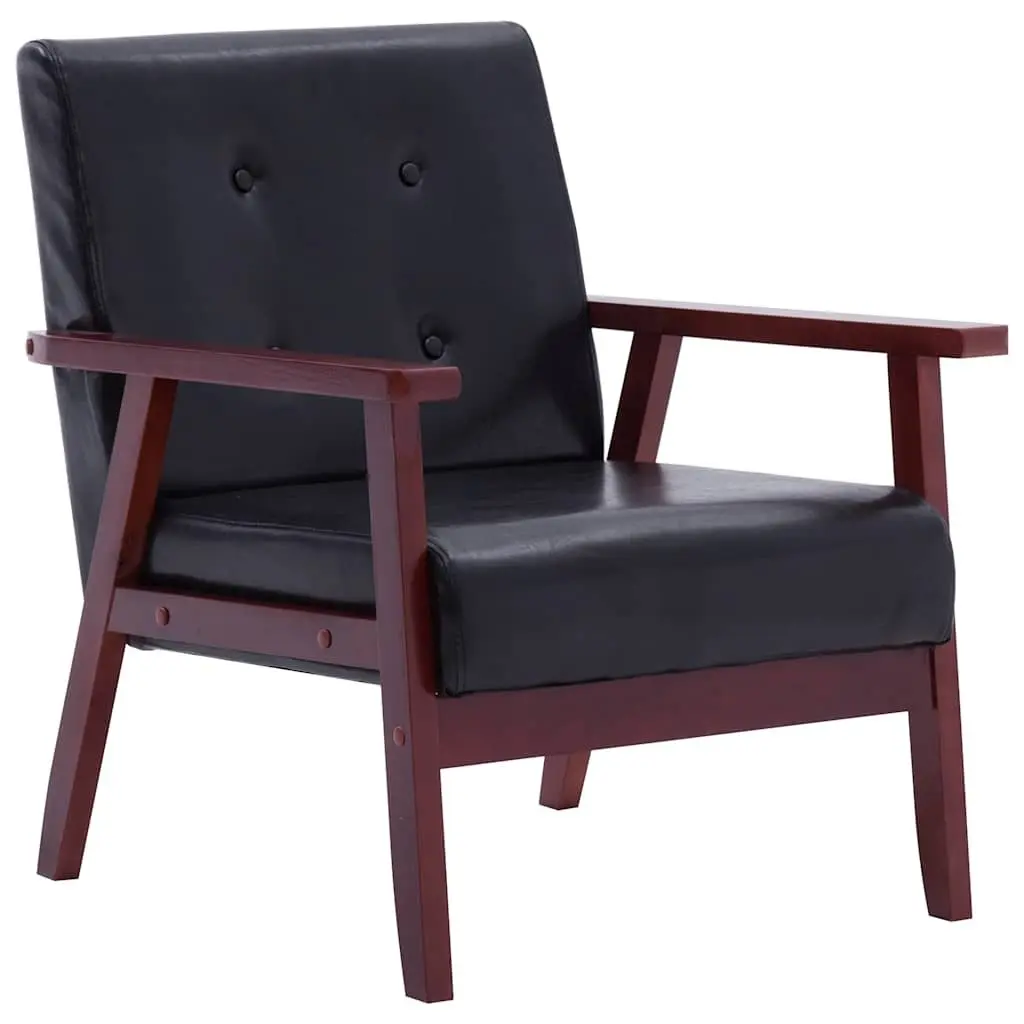 2 Piece Sofa Set Black Armchair 2-Seater Lounge Couch