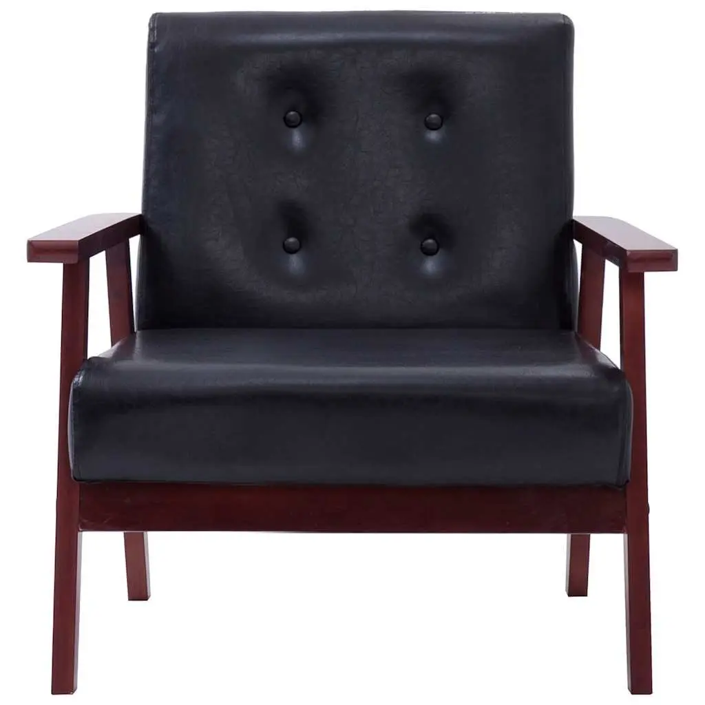 2 Piece Sofa Set Black Armchair 2-Seater Lounge Couch