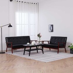 Comfortable Black Faux Leather Sofa Set for Your Home