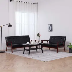Comfortable Black Faux Leather Sofa Set for Your Home