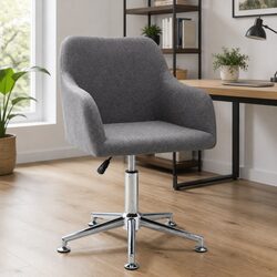 Swivel Office Chair Grey Fabric Ergonomic Design Height Adjustable Gas Lift