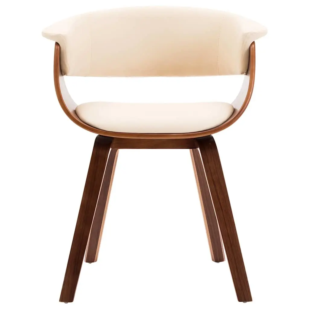 Set of 6 Cream Faux Leather Upholstered Dining Chairs with Bent Wood Frame for Kitchen and Casual Living Spaces