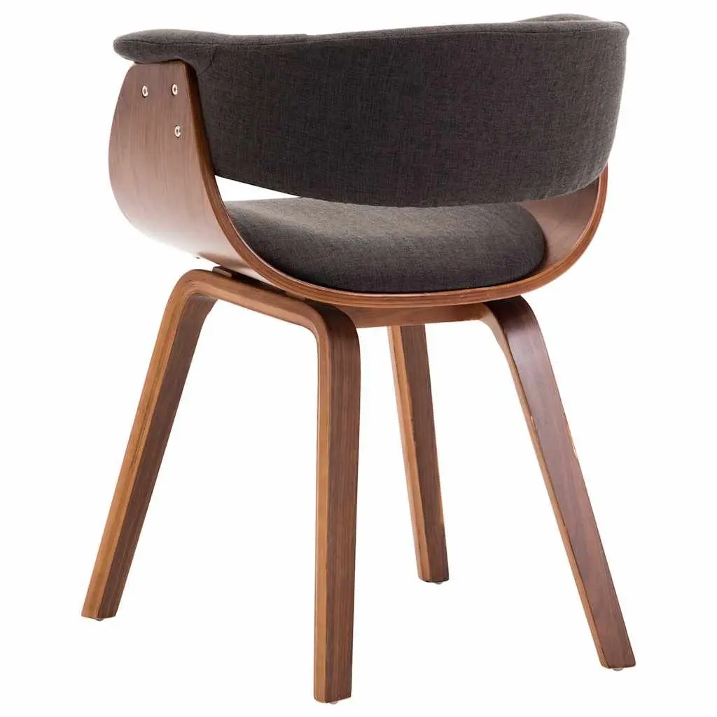 Dining Chairs Set 2 pcs Grey Bent Wood Frame Fabric Upholstered Kitchen Seating