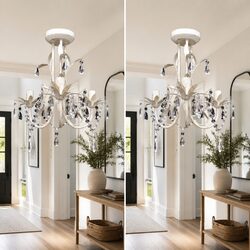 Value Pack of 2 White Crystal Pendant Ceiling Lamps