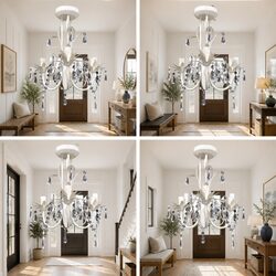 Value and Practicality with 4 White Crystal Pendant Lamps