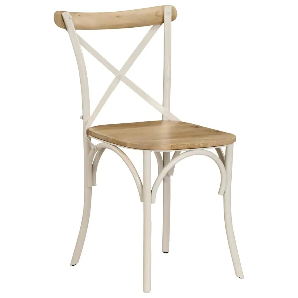 Dining Chairs 4 pcs White Kitchen Room Seating Set Retro Open Back Design