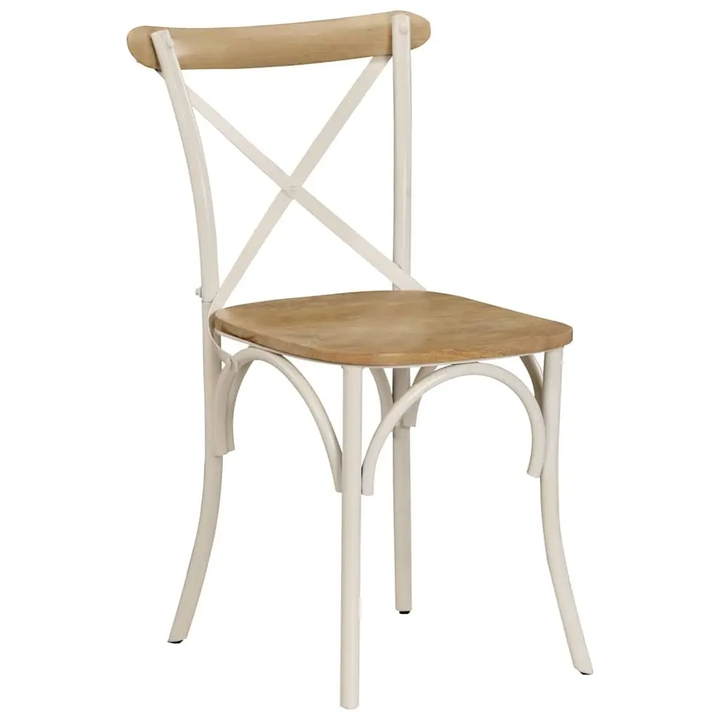 Dining Chairs Set 6 pcs White Kitchen Room Furniture Solid Wood Seating
