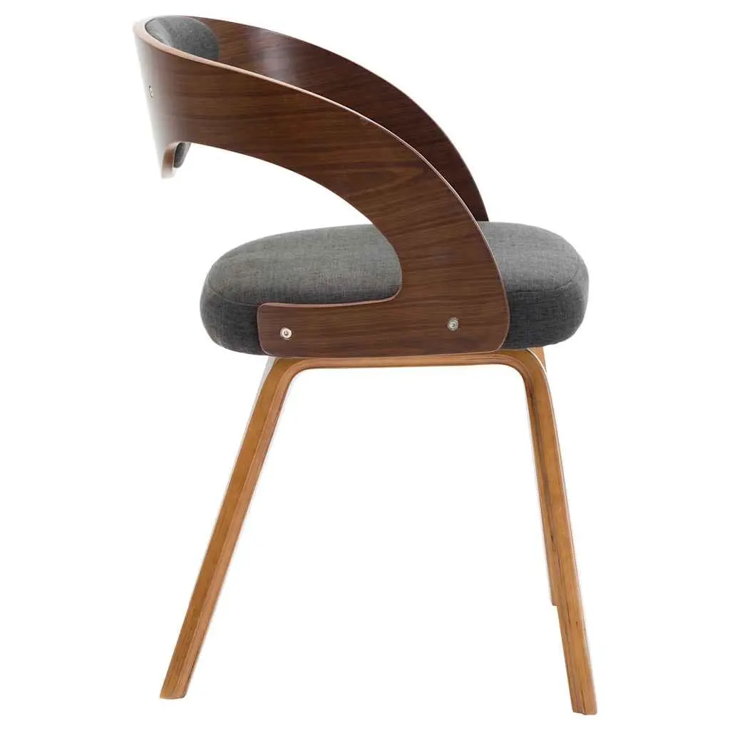 Dining Chairs 6 Piece Fabric Upholstered Grey Bent Wood Frame Kitchen Room Seating