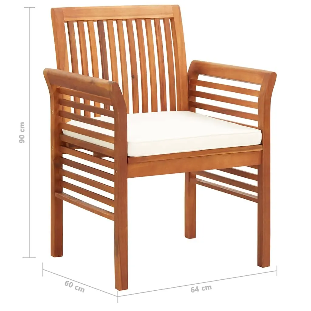 7 Piece Outdoor Dining Set Brown Solid Wood Acacia Table Chairs Cushions Patio