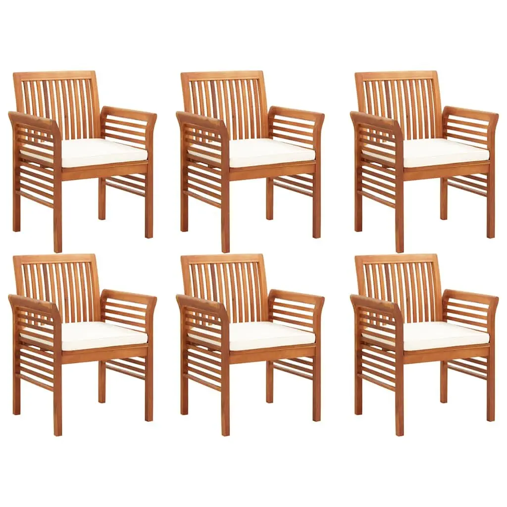 7 Piece Outdoor Dining Set Brown Acacia Table Chairs Cushions