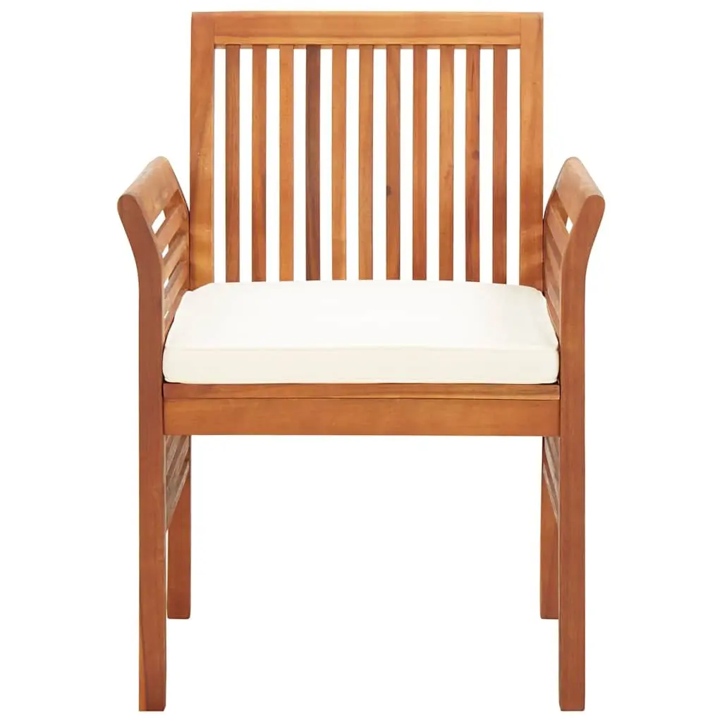 7 Piece Outdoor Dining Set Brown Acacia Table Chairs Cushions