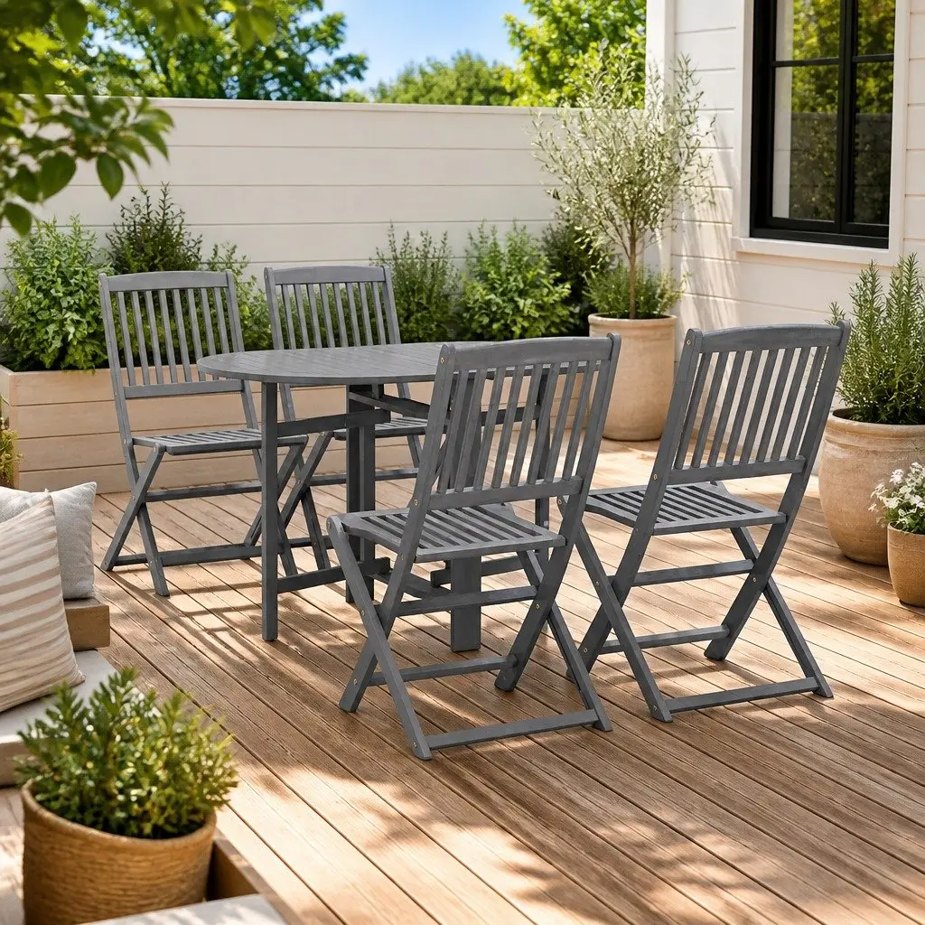 5-Piece Grey Outdoor Dining Set for Gatherings