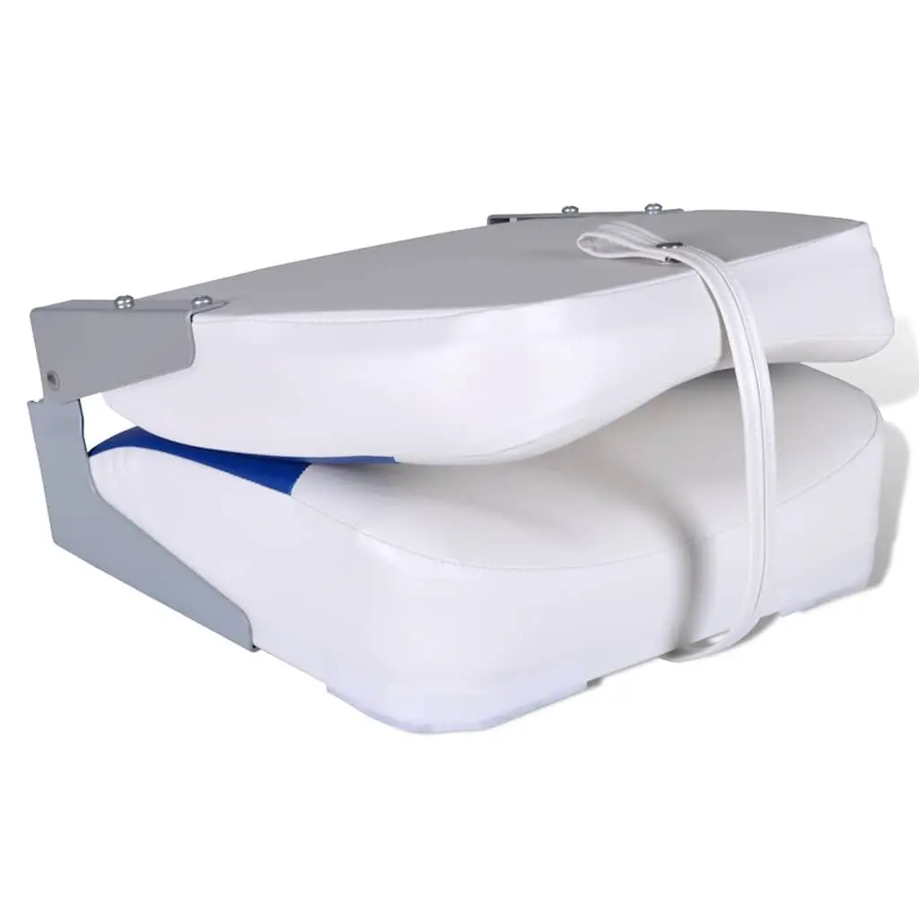Boat Seats Foldable Backrest 41 x 36 x 48 cm Blue White 2 Piece