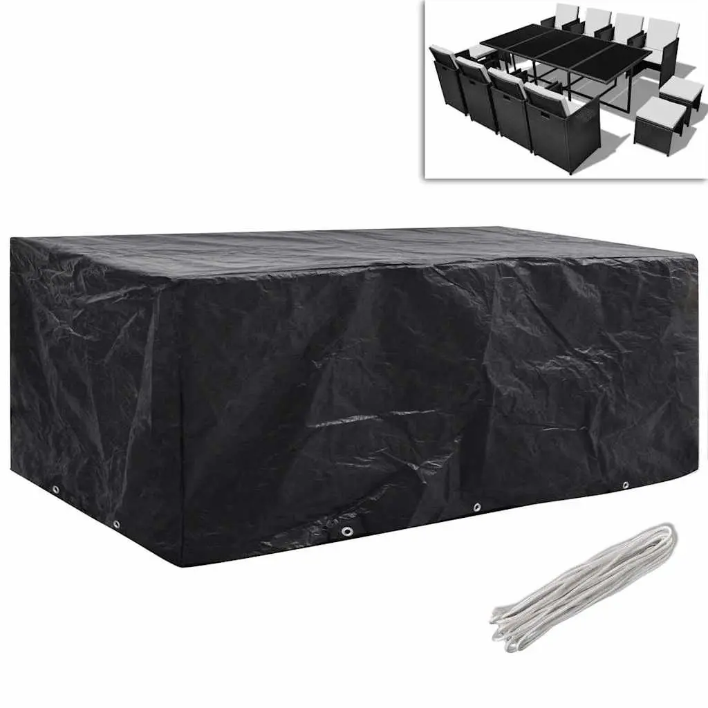Rattan Garden Furniture Covers 2 Piece Set Protection Black 229x113cm