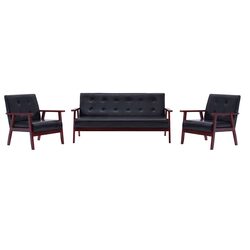 Comfortable 3 Piece Black Sofa Set for Your Home