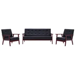 Comfortable 3 Piece Black Sofa Set for Your Home