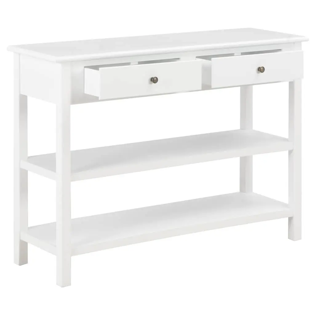 Sideboard White Storage Cabinet 2 Drawers 2 Shelves Living Room Furniture 110 x 35 x 80 cm