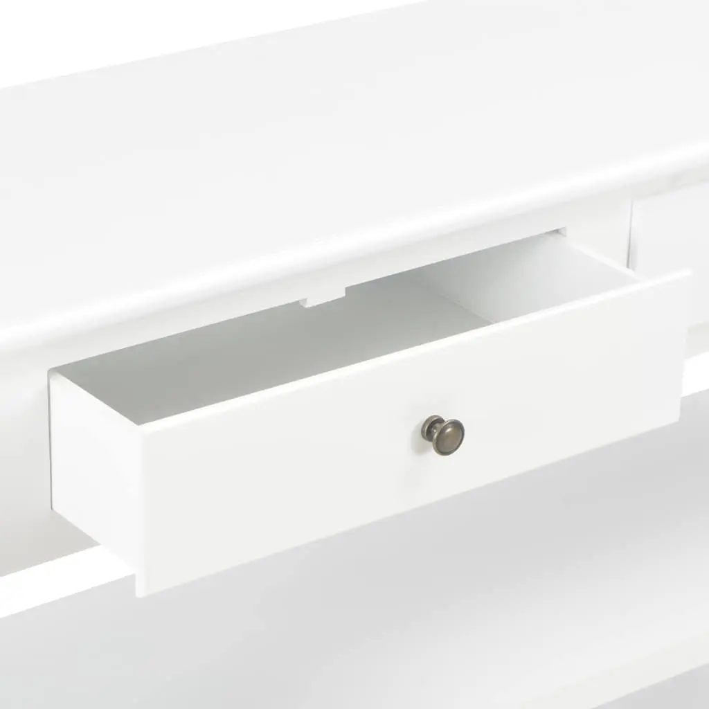 Sideboard White Storage Cabinet 2 Drawers 2 Shelves Living Room Furniture 110 x 35 x 80 cm