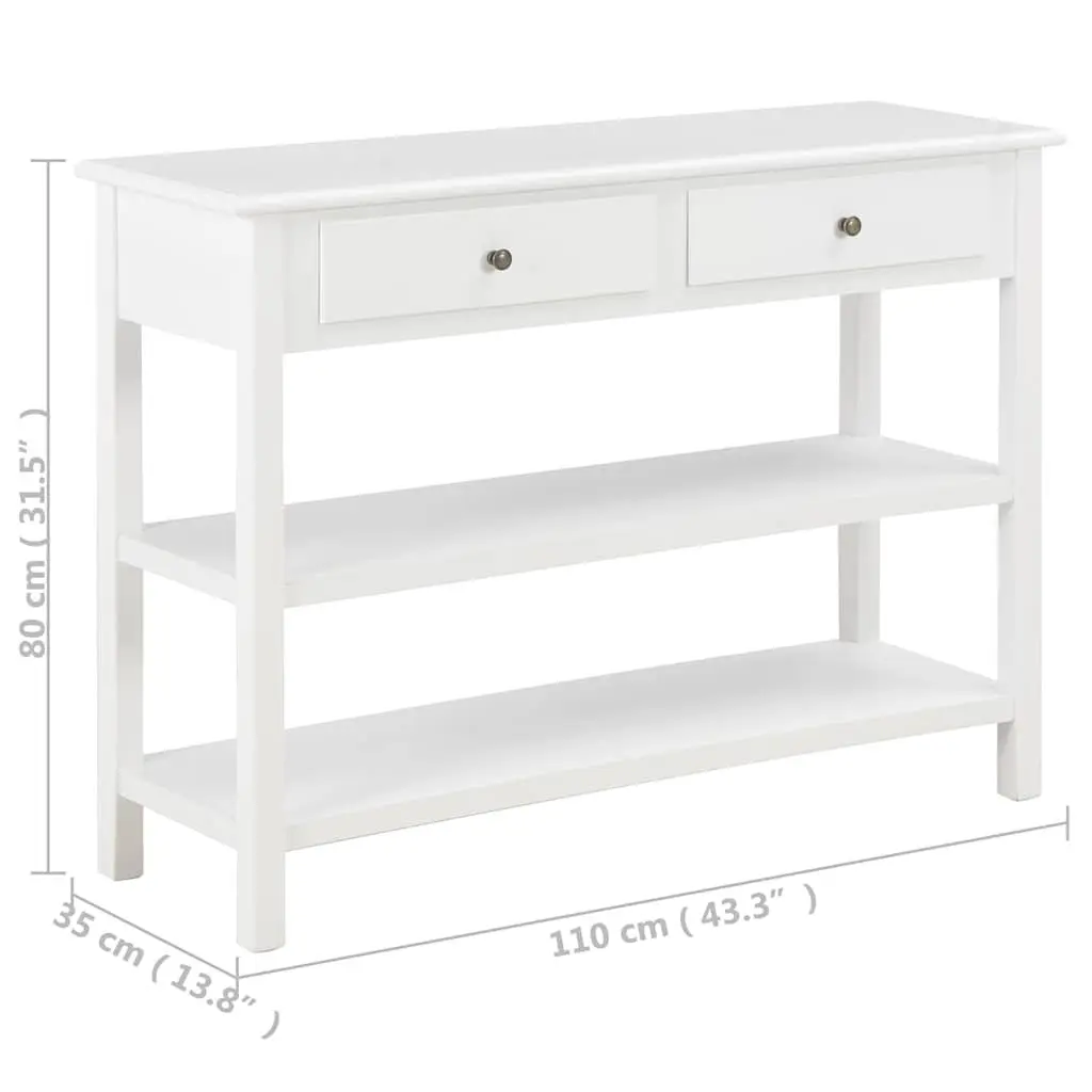 Sideboard White Storage Cabinet 2 Drawers 2 Shelves Living Room Furniture 110 x 35 x 80 cm