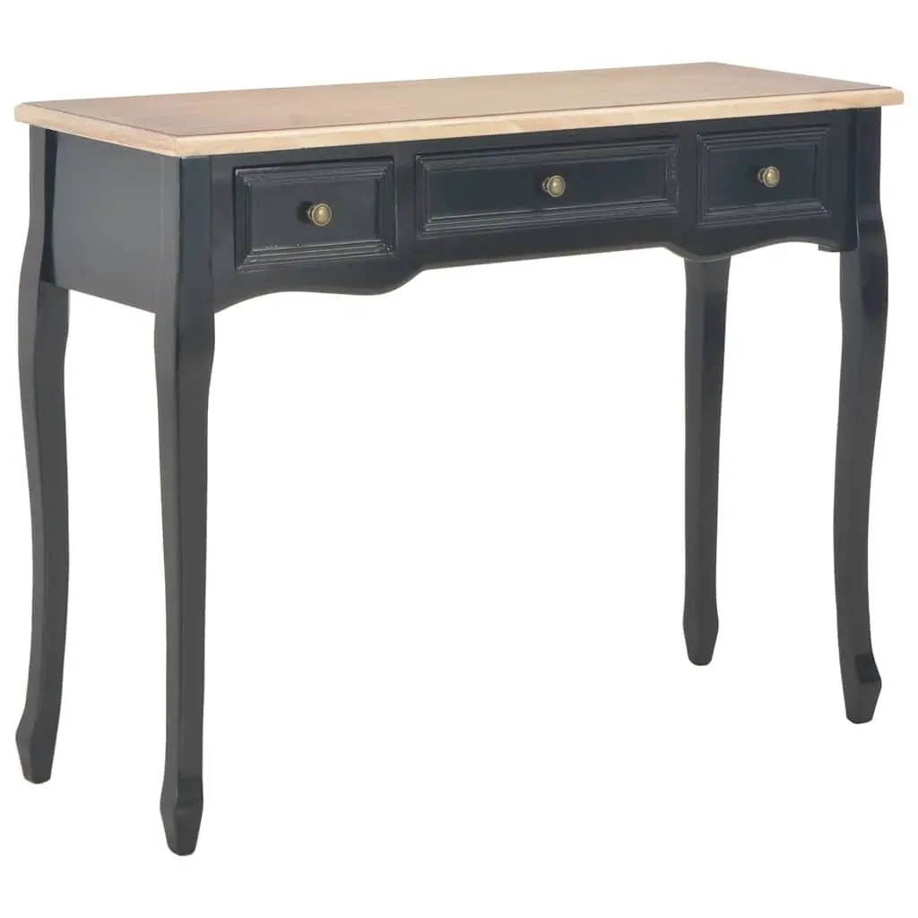 Dressing Table Console Black 3 Drawer Compact Storage Furniture