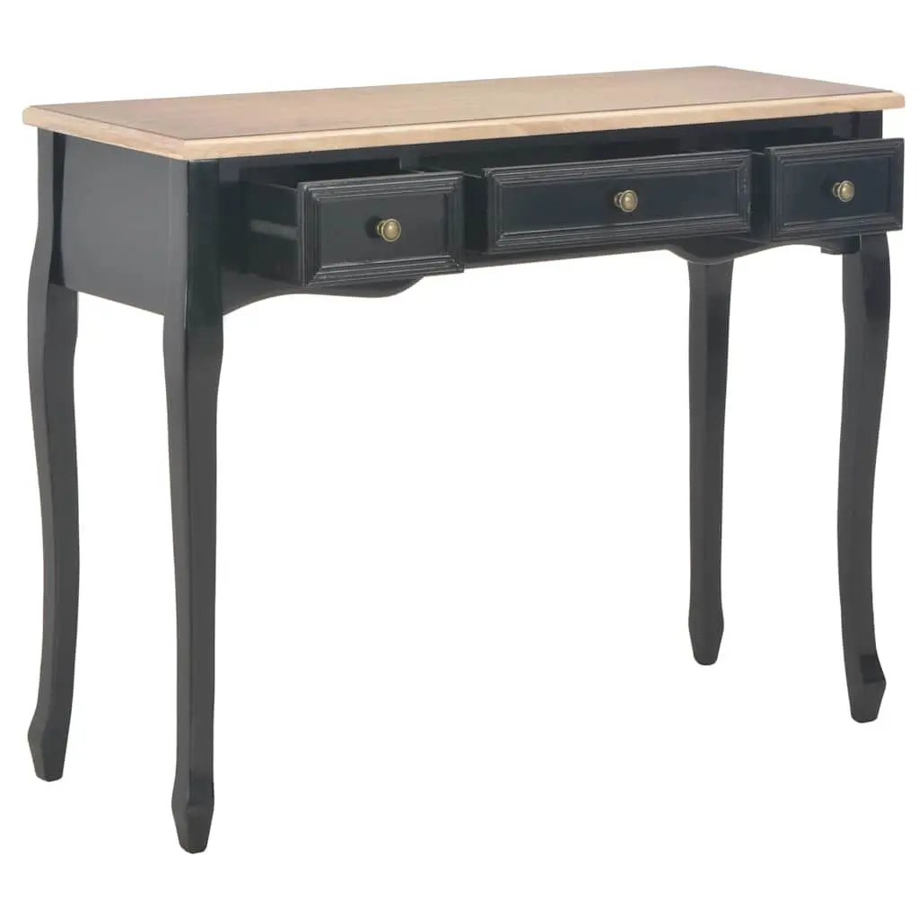 Dressing Table Console Black 3 Drawer Compact Storage Furniture