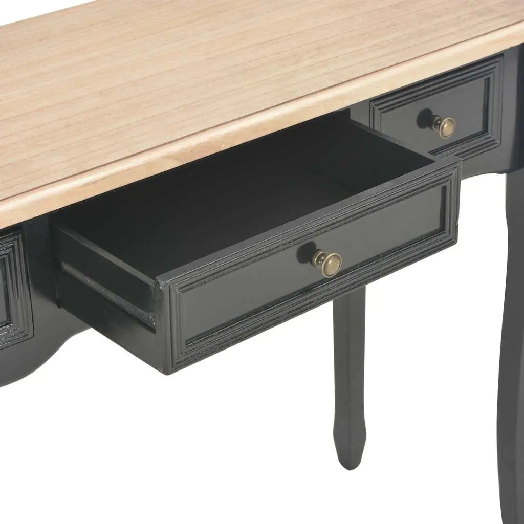 Dressing Table Console Black 3 Drawer Compact Storage Furniture