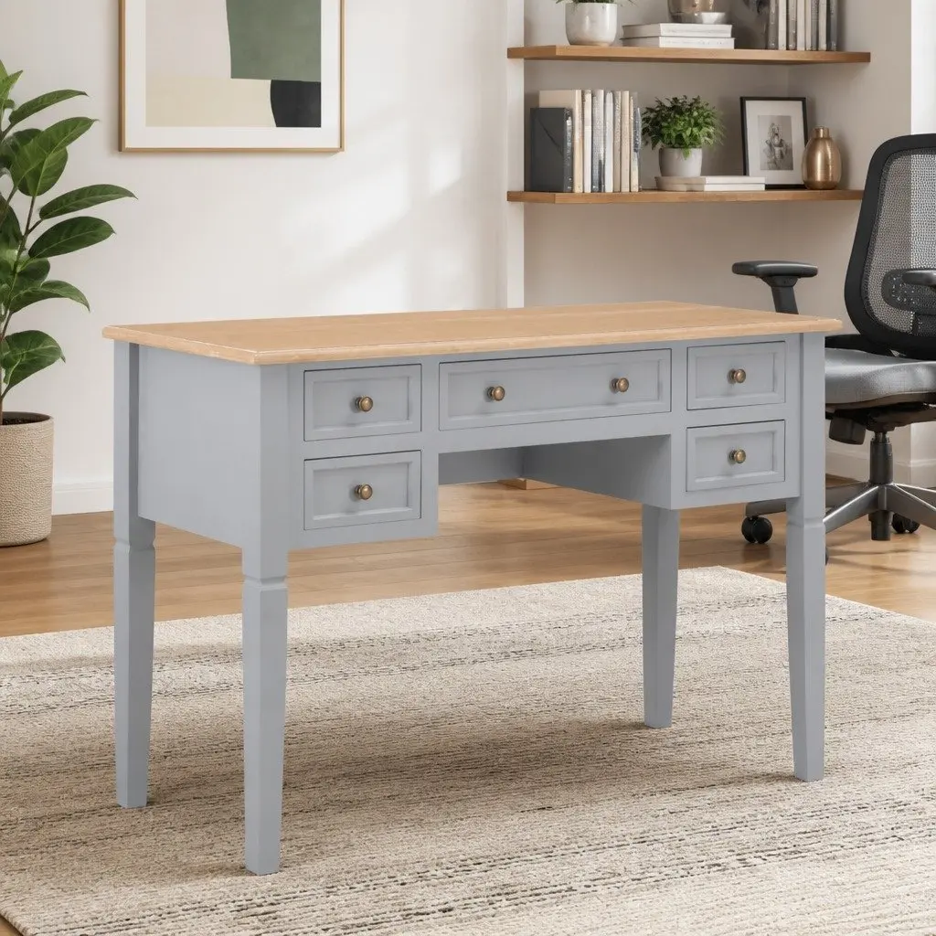 Writing Desk Grey Wood Office Furniture Study Bedroom Table 109.5 x 45 x 77.5 cm