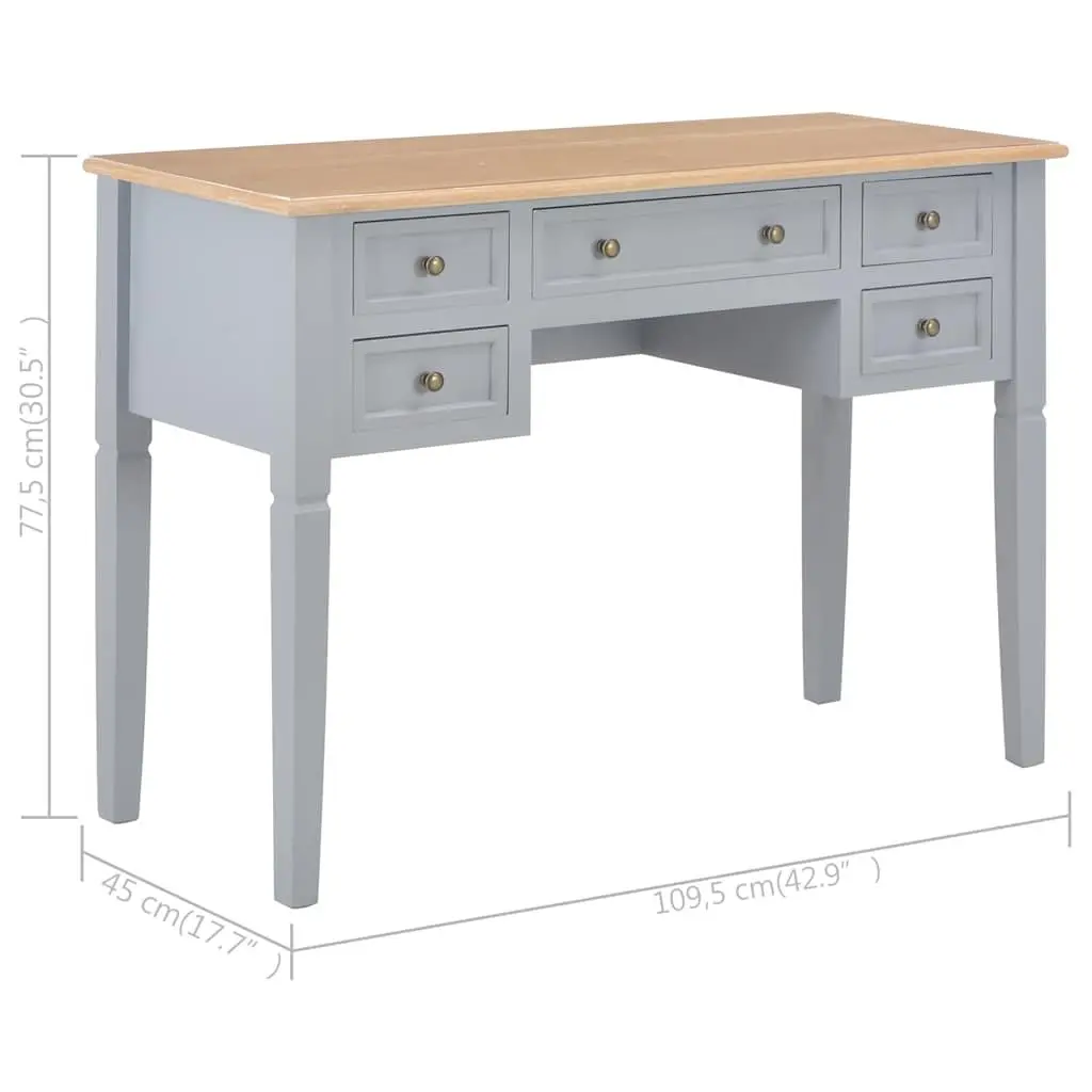 Writing Desk Grey Wood Office Furniture Study Bedroom Table 109.5 x 45 x 77.5 cm