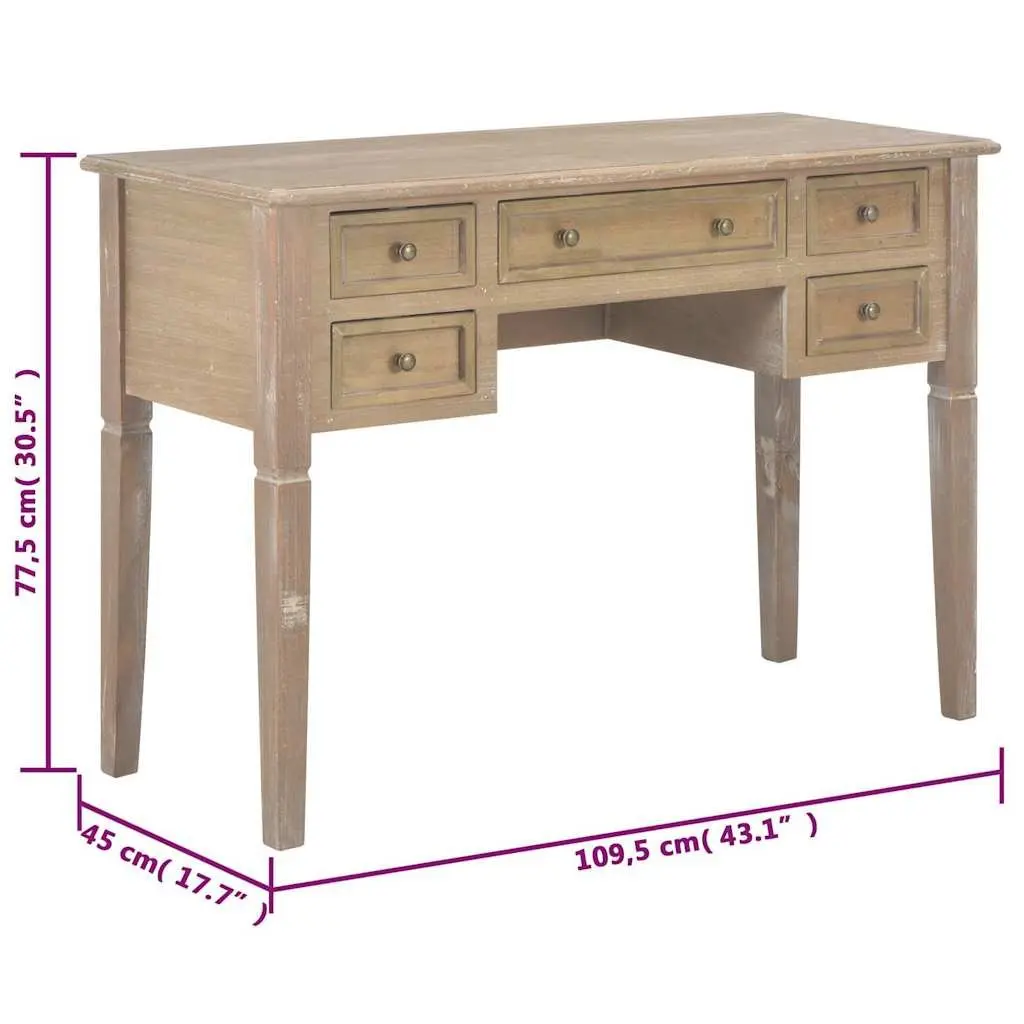 Writing Desk Storage Brown Wood Office Study 1095x450x775mm