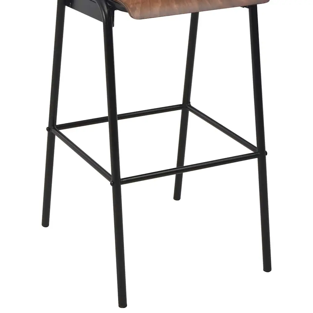 Bar Stools Set 2 Pieces Brown Plywood Seat Kitchen Dining Chair Stackable