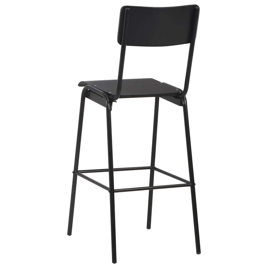 Bar Stools Black Stackable Plywood Kitchen Dining Chairs 2 Piece Steel Legs